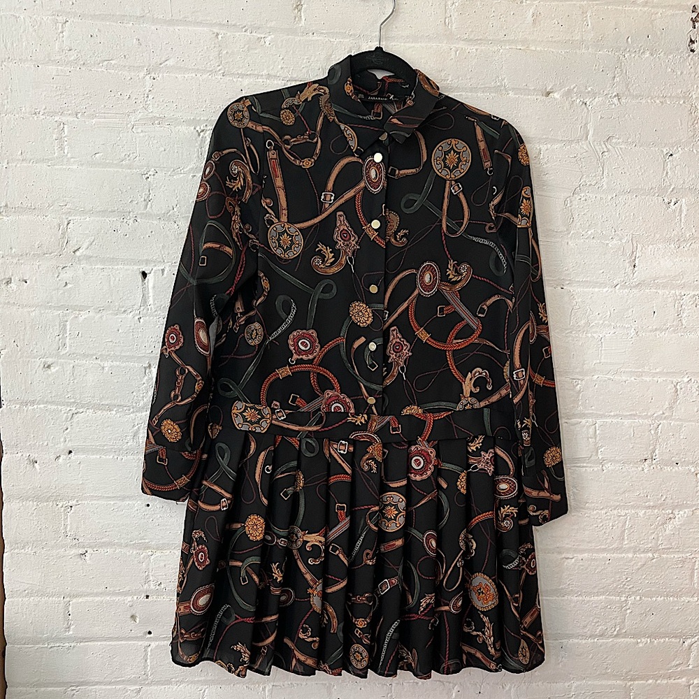 Zara shirt dress with pleaded skirt
